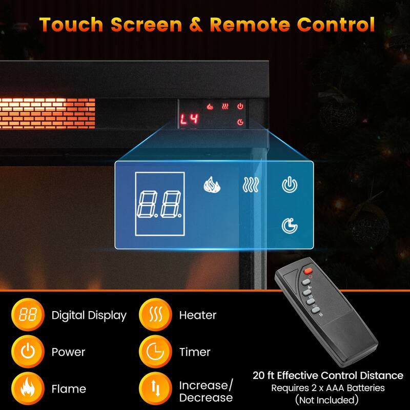 Costway 23'' 3-Sided Electric Fireplace Insert Heater 1500W with - See Details