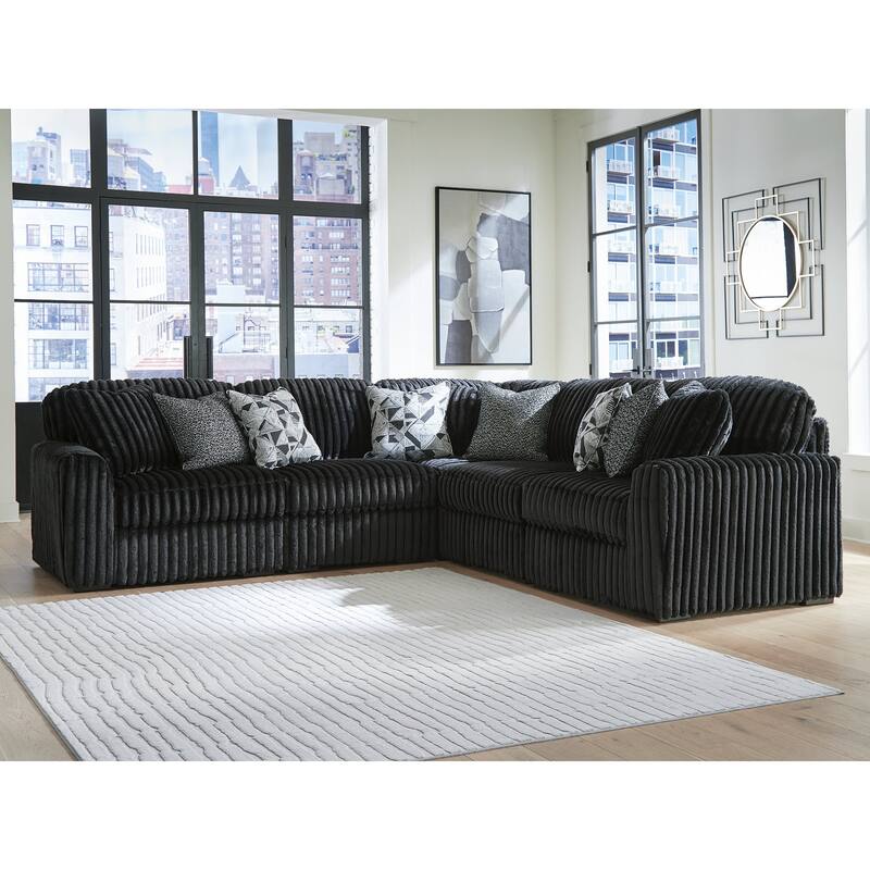 Signature Design by Ashley Midnight-Madness Black 5-Piece Sectional - 122" W x 122" D x 40" H