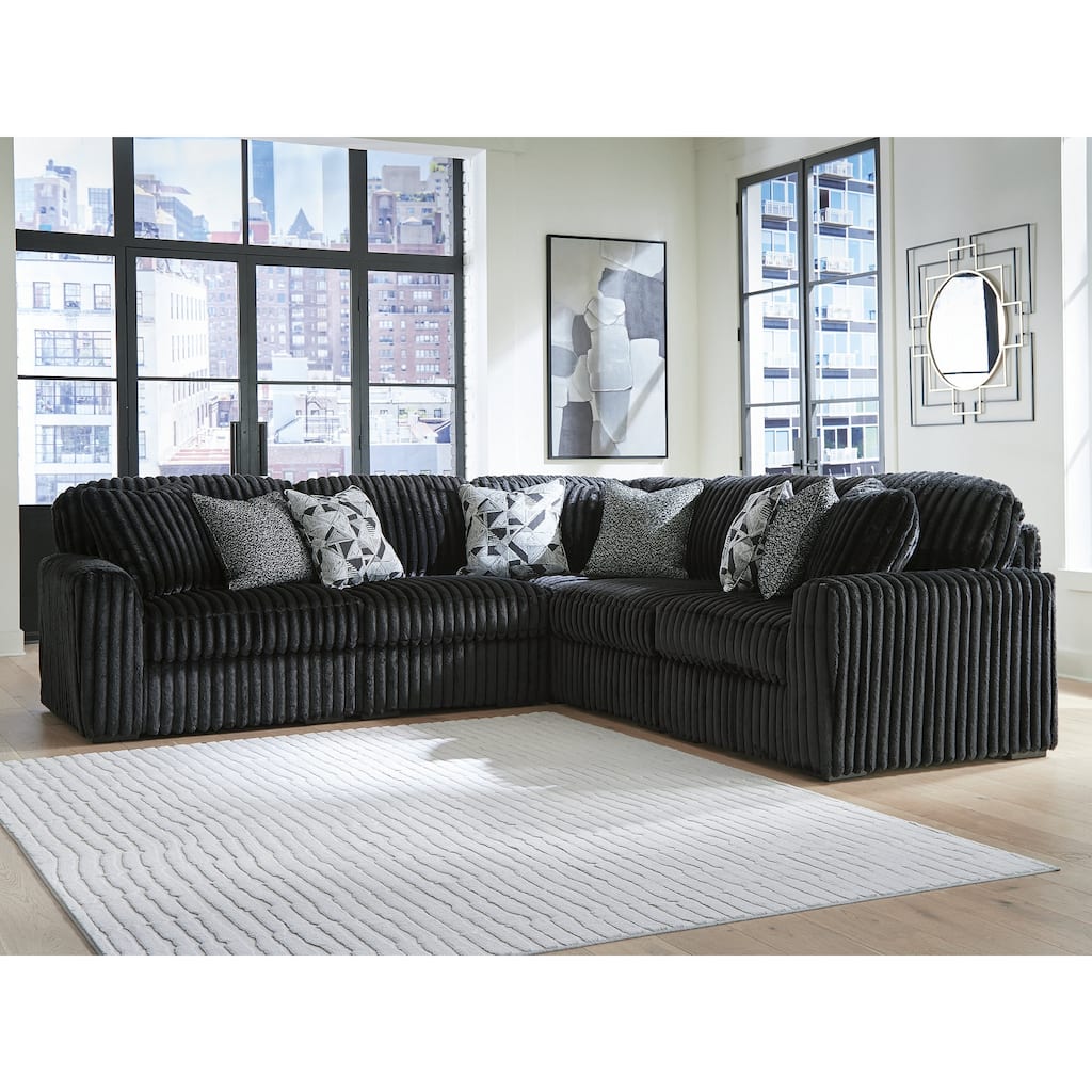 Signature Design by Ashley Midnight-Madness Black 5-Piece Sectional - 122" W x 122" D x 40" H