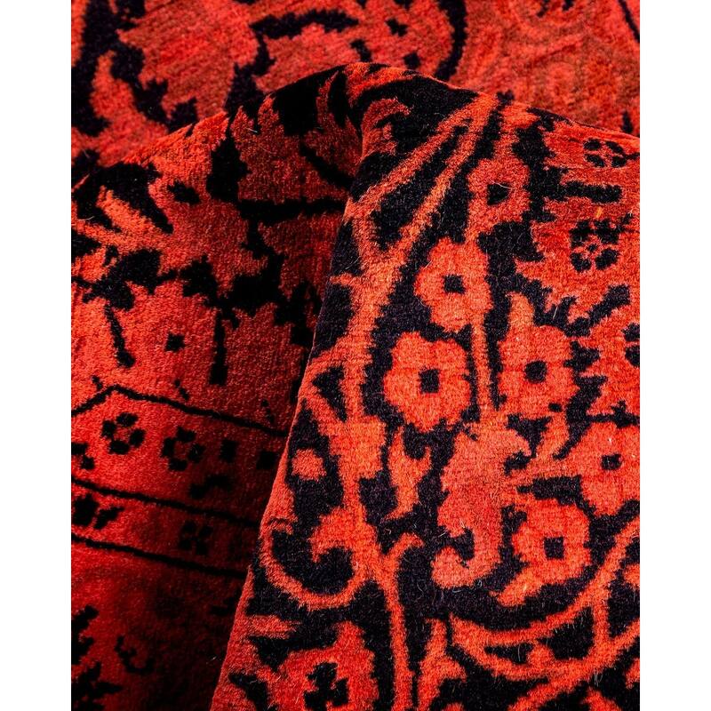 Overton Hand Knotted Wool Vintage Inspired Modern Contemporary Overdyed Pink Runner Rug - 2' 6" x 21' 10"