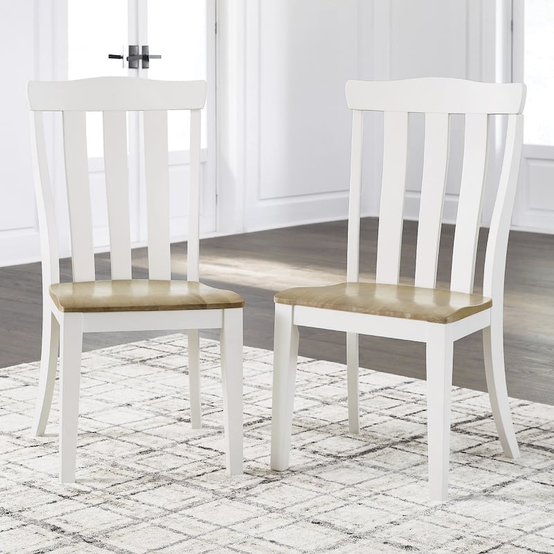 Signature Design by Ashley Ashbryn White/Natural Dining Chair - 19.25" W x 20.63" D x 40.25" H - 19.25" W x 20.63" D x 40.25" H - Set of 2 - White/Natural - Dining Height