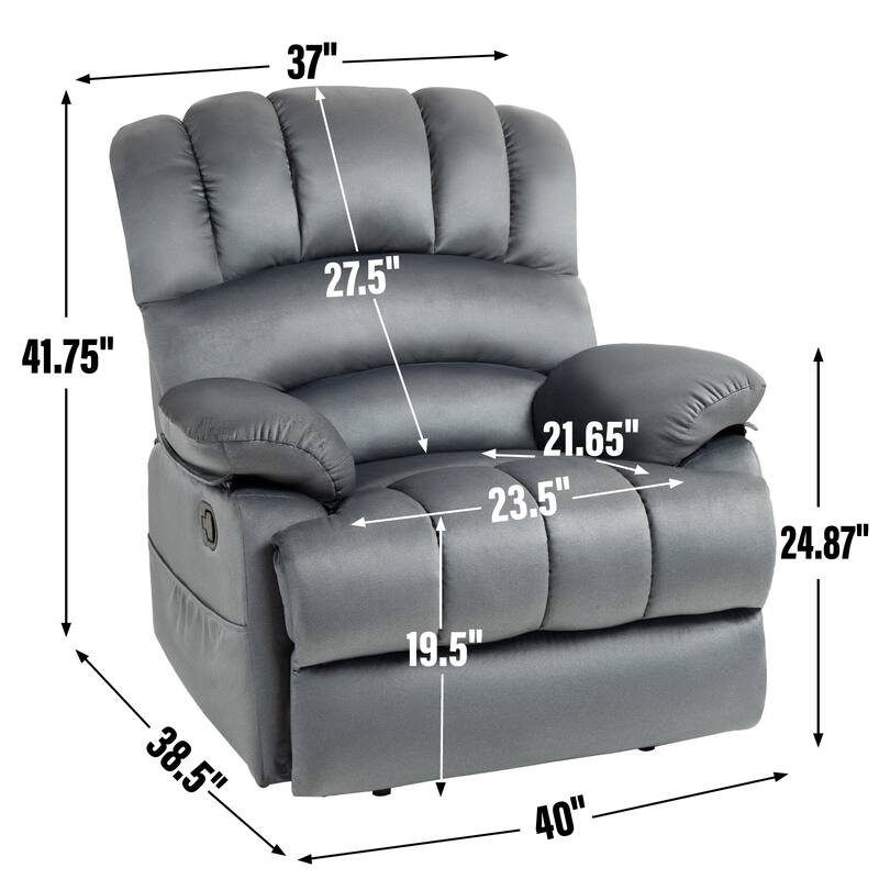 Brown Extra-Large Manual Recliner with 155° Recline and Cozy Fabric Upholstery