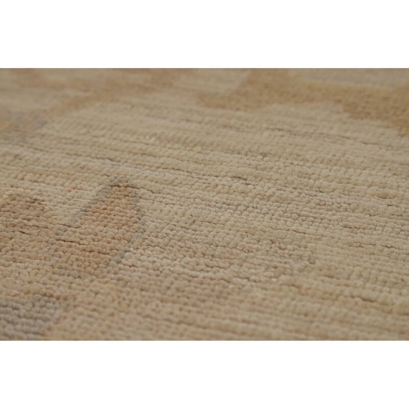 Hand Knotted Oriental 100% Wool Carpet Transitional All-Over Beige & Ivories Oushak Area Rug - 9' 10'' X 7' 11''