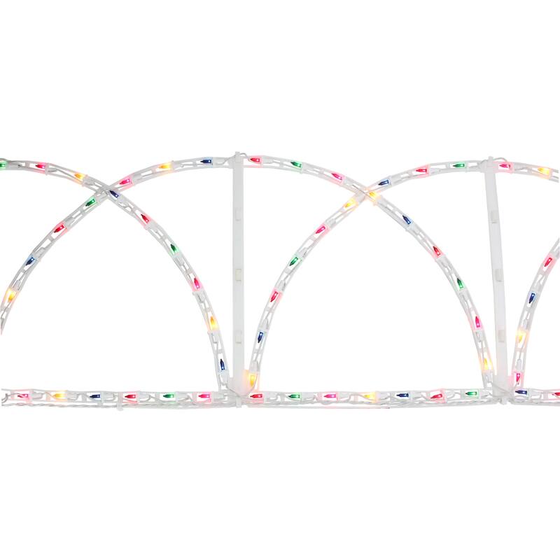 7.5' Lighted White Christmas Pathway Fence MultiColor Lights On