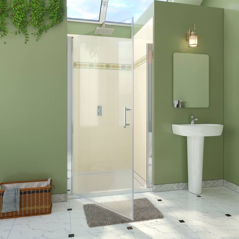 Elegant Adjustable Width Frameless Pivot Swing Shower Door with 1/4 inch Transparent Tempered by Certified Glass Door