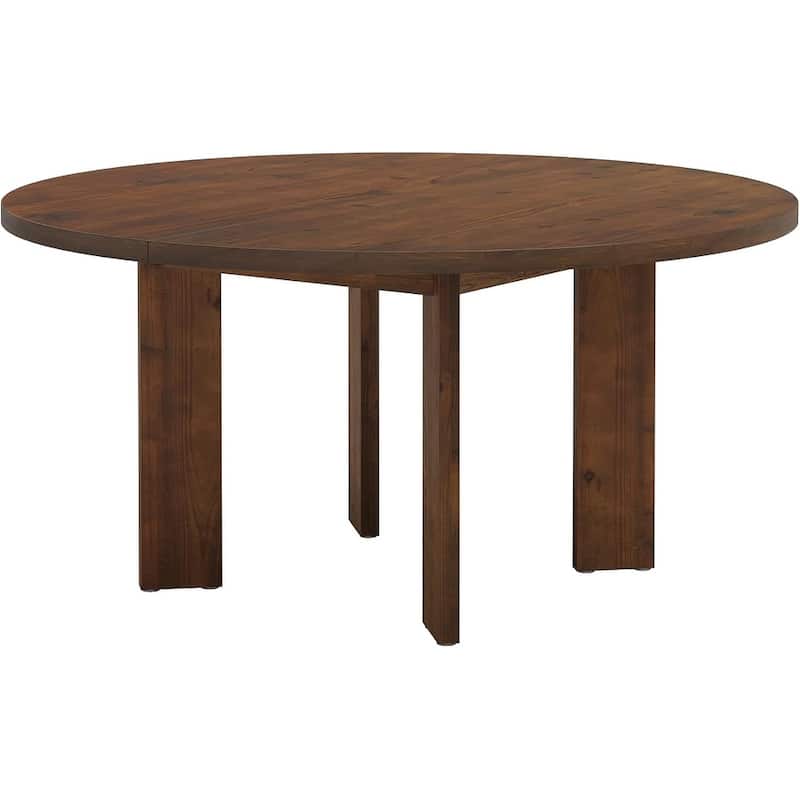 47.24" Farmhouse Solid Wood Round Dining Table for 4-6 People - Brown