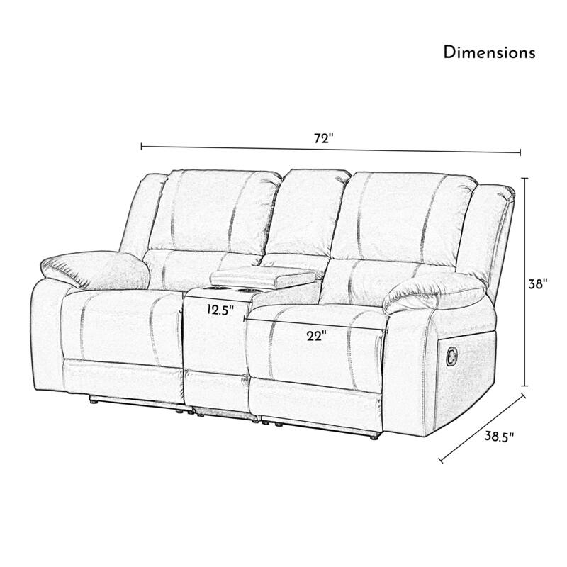 72" Width Modern Contemporary Faux Leather Manual Reclining Loveseat