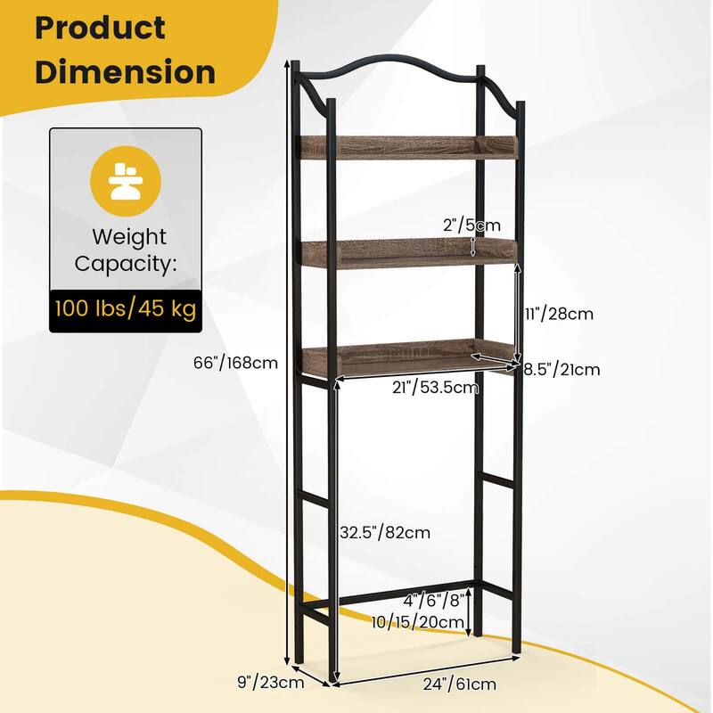 Costway 3-Tier Over-The-Toilet Bathroom Spacesaver Storage Rack - See Details