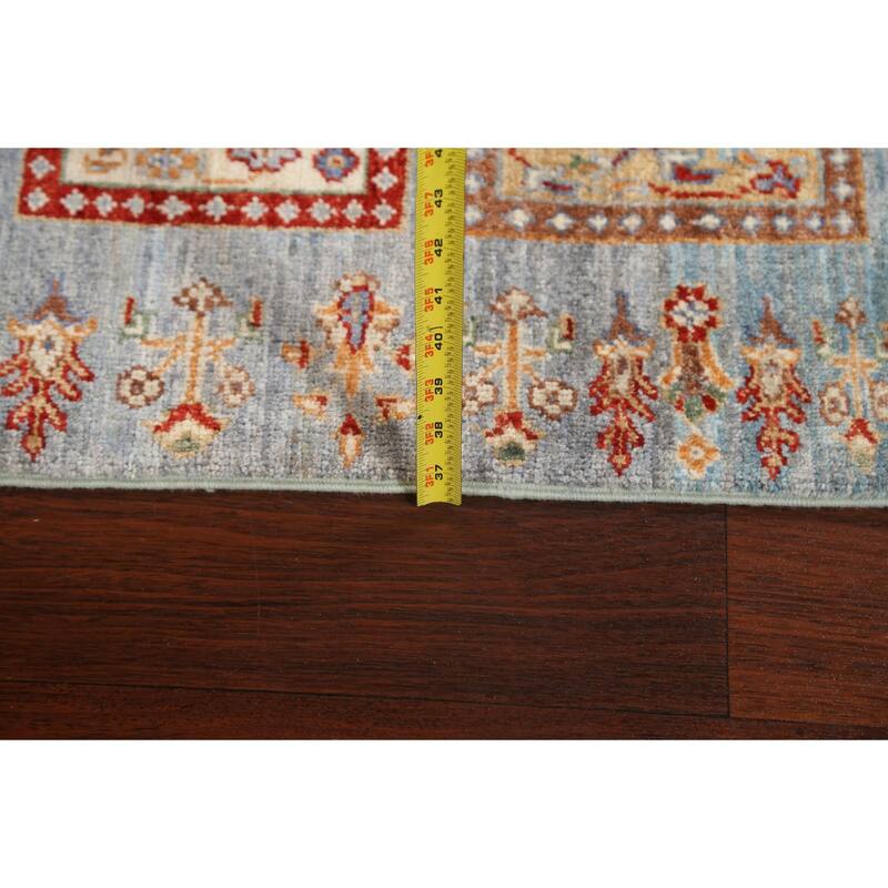 Traditional Garden Design Kazak Oriental Wool Runner Rug Hand-knotted - 2'9" x 10'5"