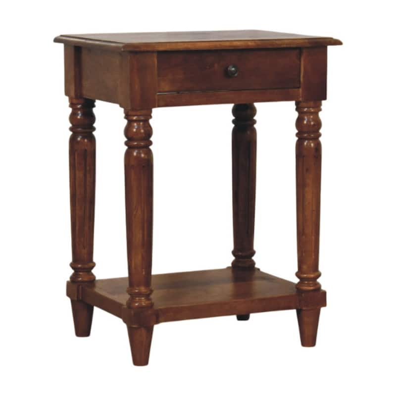 Solid Wood Turned Legs Chestnut Side Table