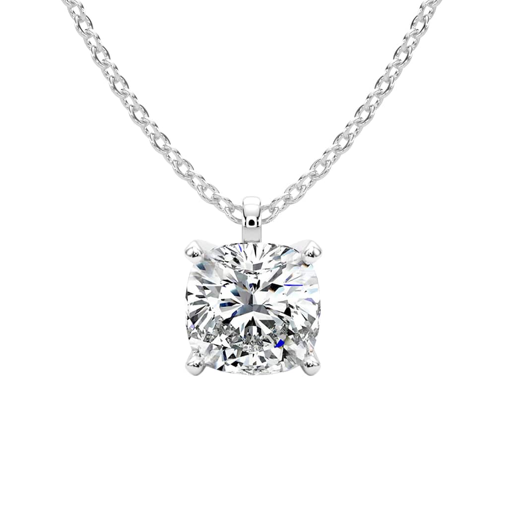 Auriya 14K Gold Lab Grown Cushion Diamond Solitaire Single-Bail Pendant Necklace 1.00 to 5.00 ct. tw. (F-G VS)