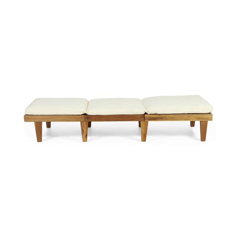 Roomfitters Ariana Acacia Wood Chaise Lounge with Cushion and Armrests, Teak Finish