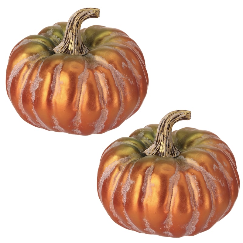 6" Autumn Pumpkin Set of 2 - strofoam:90% plastic:10%