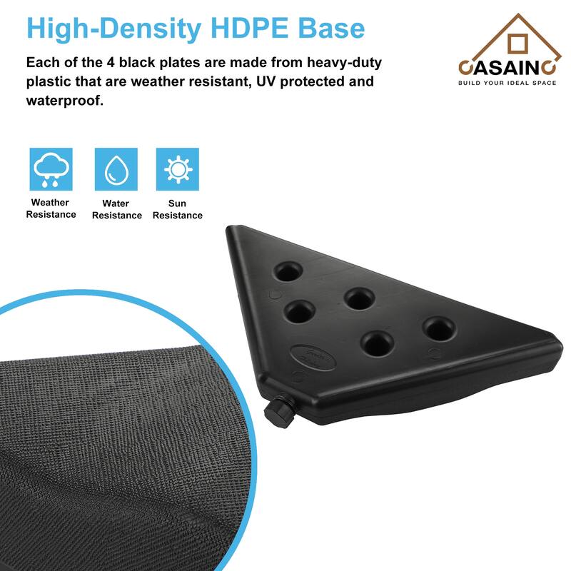 4-piece patio umbrella black base set, can withstand 180lb