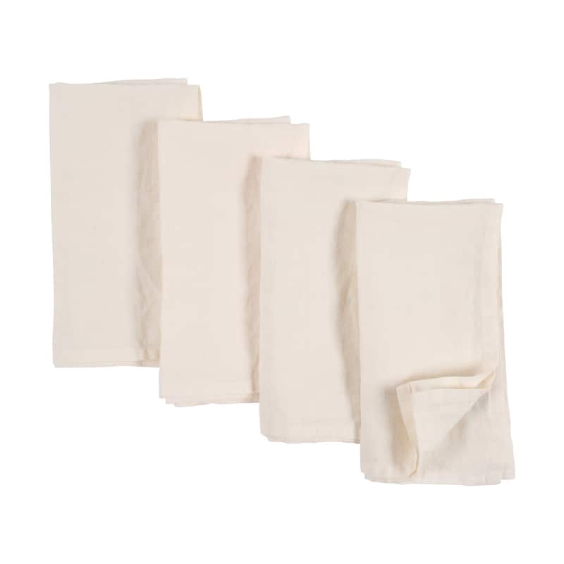 KAF Home 100% Stone Washed Linen Napkins, 20" x 20" - Set Of 4 - 20" x 20" - Ivory
