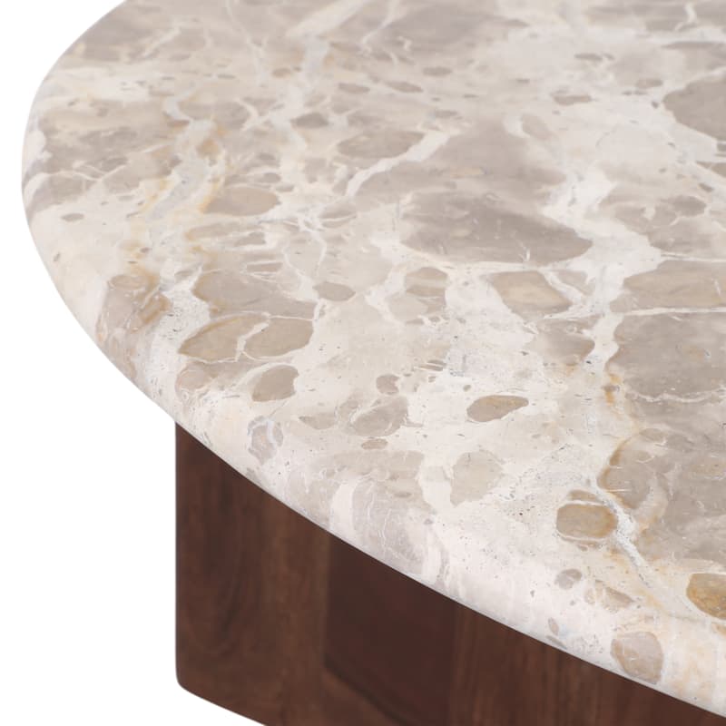 Marble Accent Table Decorative Sculptural Round Wood Base Silhouette