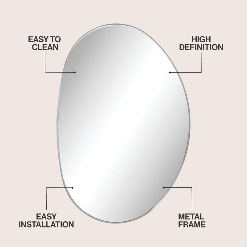JONATHAN Y Aurelia Medium Irregular Oval Metal Framed Wall Mounted Mirror - 36 H x 24 W x 1.08 D