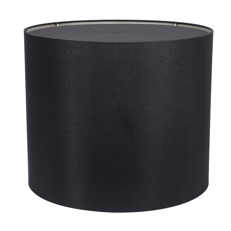 Linen Round Lamp Shade with Light Diffuser - Black/Silver Lining