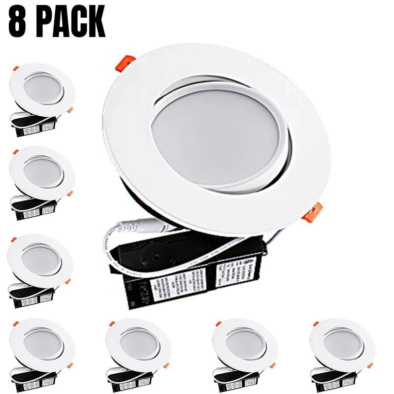 8 Pack 13.5W 6 Inch Dimmable Slim Gimbal LED Recessed Light, CRI90