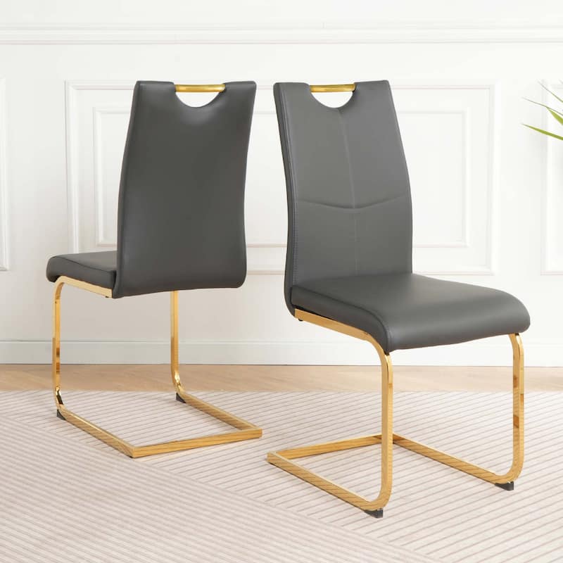 PU dining chair Living room Chair Upholstered chair,Gold Metal Chair Leg(Set of 2)