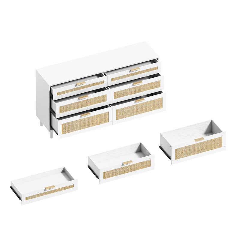Bedroom Rattan Dresser with Drawers