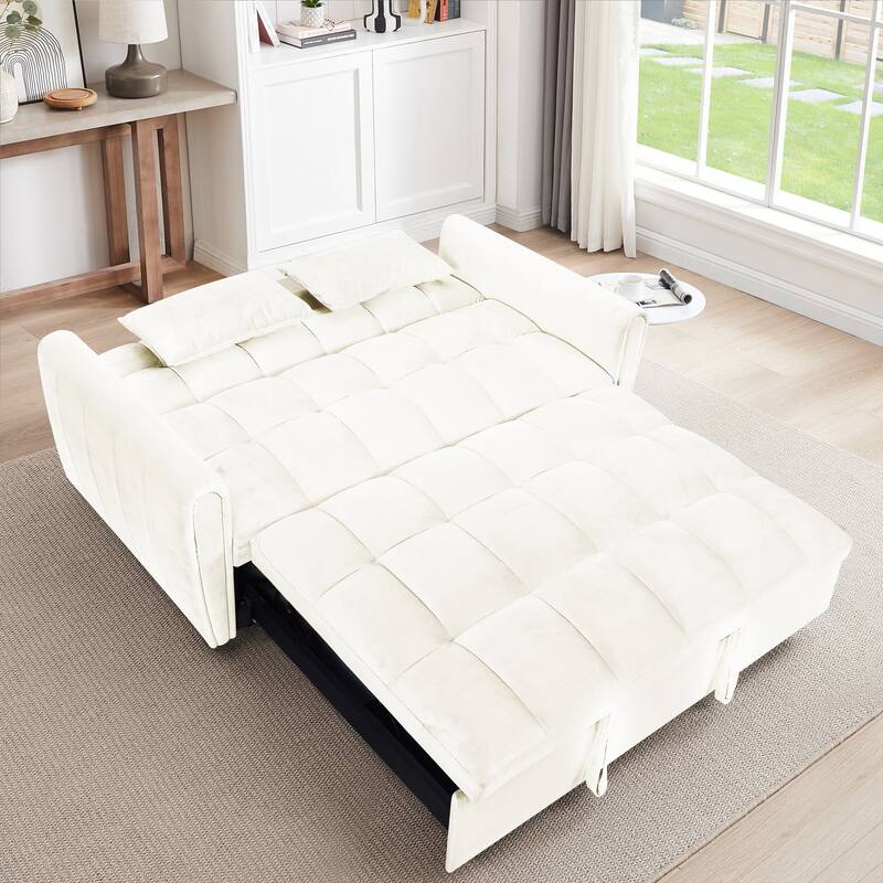 Foldable Velvet Sofa Bed with Adjustable Back, 3-in-1 Convertible Futon for Small Spaces