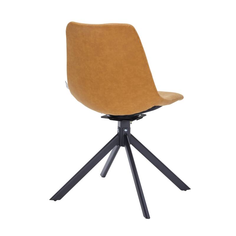 Markley Leather Dining Chair 360 Degree Swivel with Iron legs Modern Accent Side Chair Set of 2