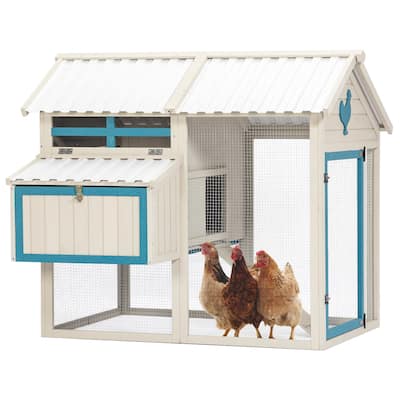 Weatherproof Chicken Coop with Waterproof PVC Roof, Removable Bottom for Easy Cleaning, and Ample Space for 6-8 Chickens
