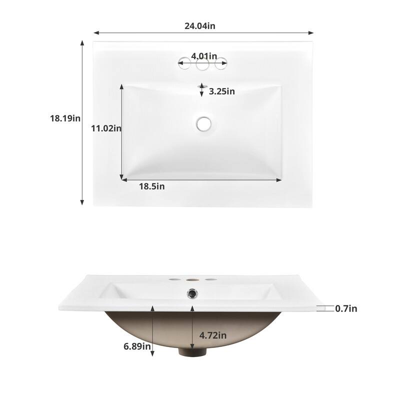 24" Bathroom Vanity with Integrated Ceramic Sink, 2 Doors