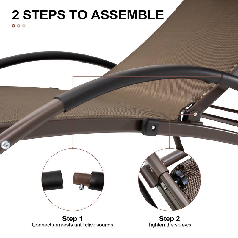 Crestlive Products Outdoor Adjustable Reclining Chaise Lounge Chair with Armrest