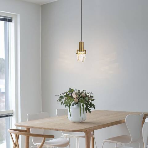 WINGBO 1-Light Modern Crystal Pendant Light Fixture Height Adjustable Hanging Light