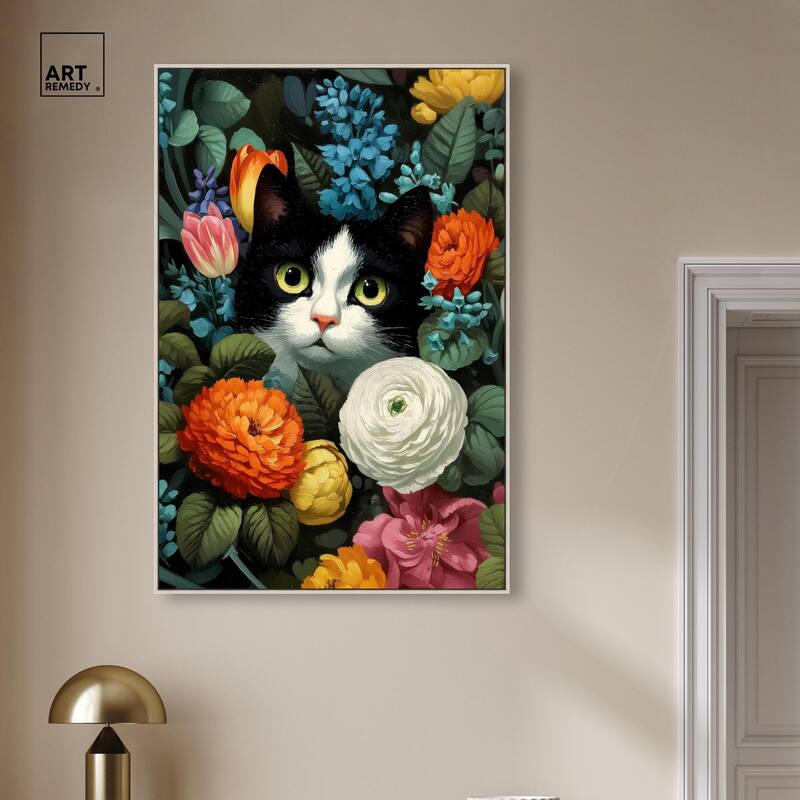 Secret Garden Cat Canvas by Art Remedy