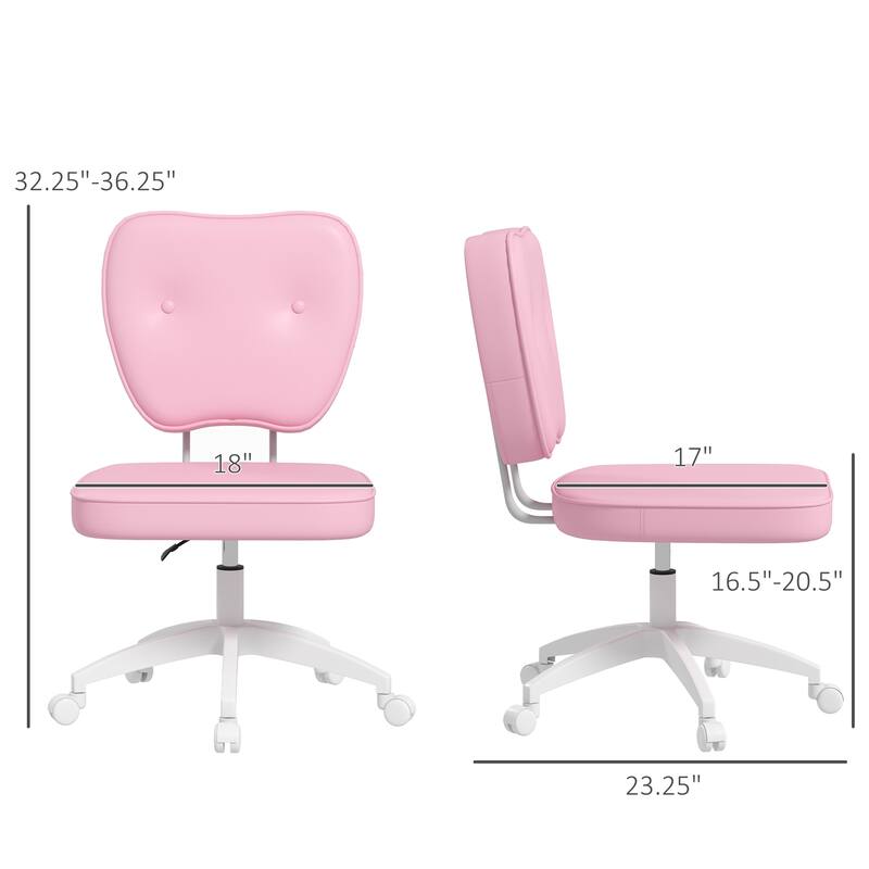 Vinsetto Armless Office Chair, PU Leather Computer Desk Chair with Adjustable Height