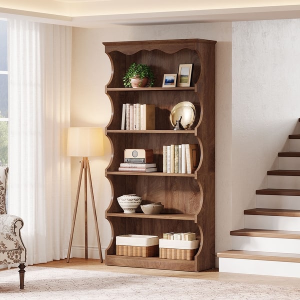 70-Inch Tall 5-Tier Bookcase with Curved-Edge Design - Bed Bath ...