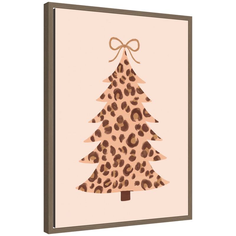 Kate and Laurel Sylvie Framed Canvas Trendy Tree by Aislinn Simmonds Duchess Plum - Gold