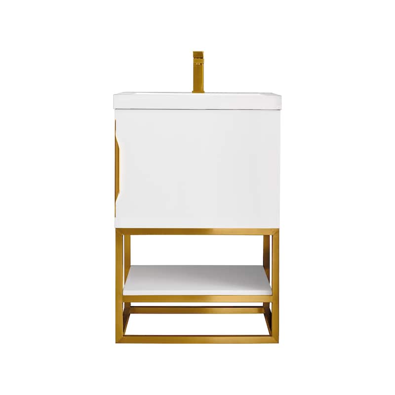 James Martin Vanities Columbia 24" Single Vanity, Glossy White with White Glossy Composite Stone Top
