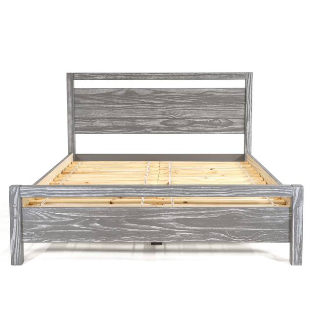Grain Wood Furniture Solid Wood Loft Platform Bed - Brushed  Grey - King