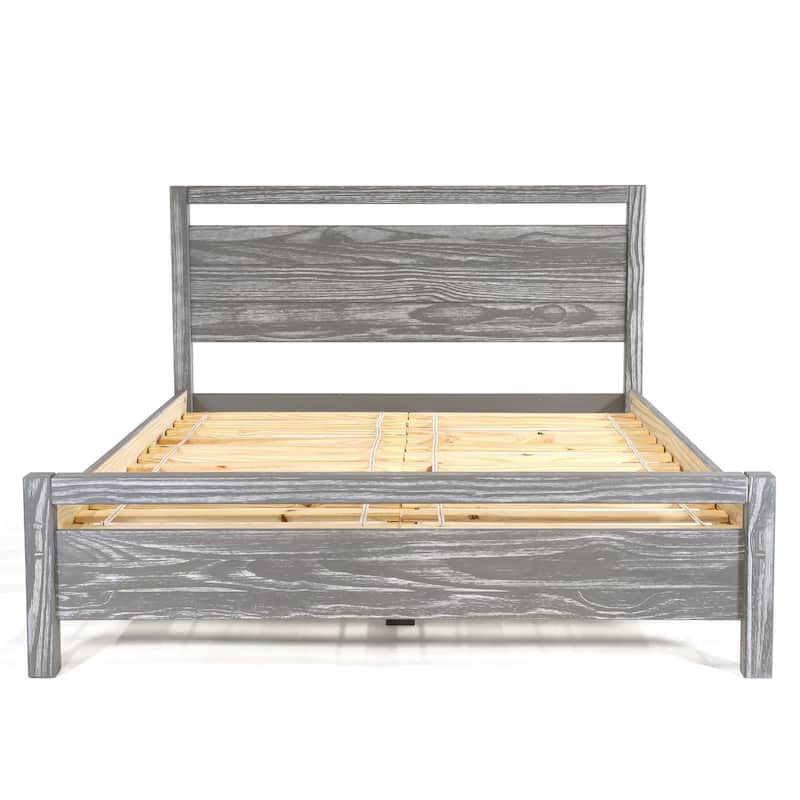 Grain Wood Furniture Solid Wood Loft Platform Bed - Brushed  Grey - King