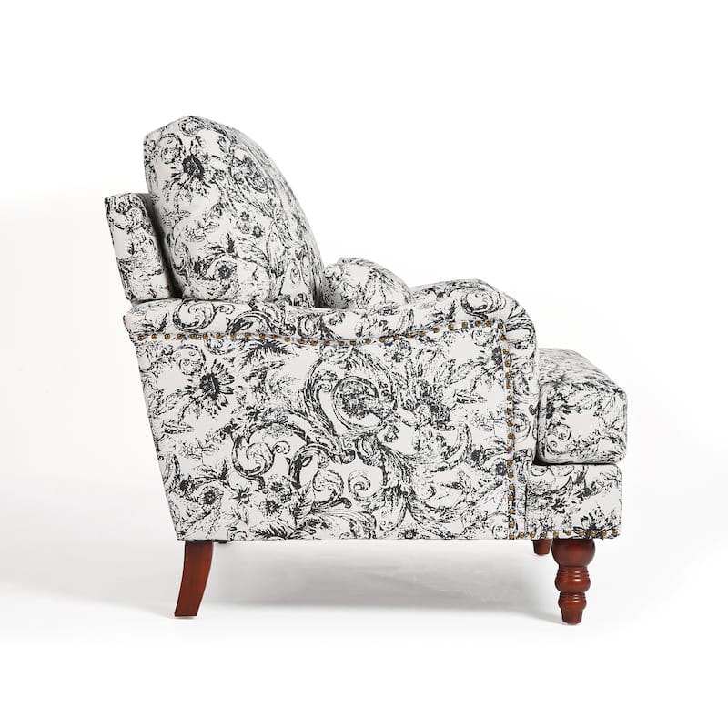 Mid Century Chenille Upholstered Accent Chair with Nailhead Trim