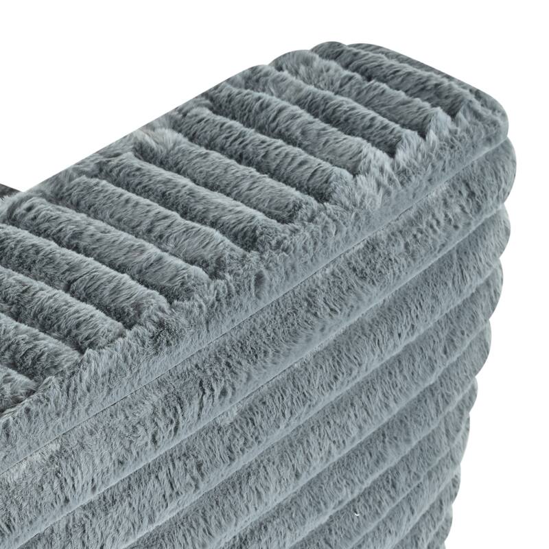 89" Grey Fabric Corduroy 3-Seat Sofa, No Assembly Required