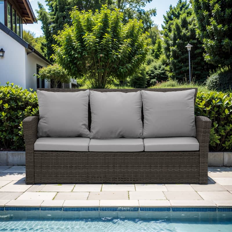 All Weather 3 Seats Patio Sofa with Thick Cushions