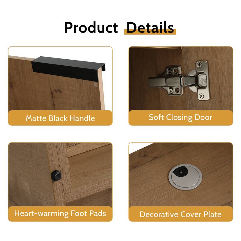 24/30/36 Inch Freestanding Bathroom Vanity Cabinet with Soft Close Door and Adjustable Shelf (Without Sink)