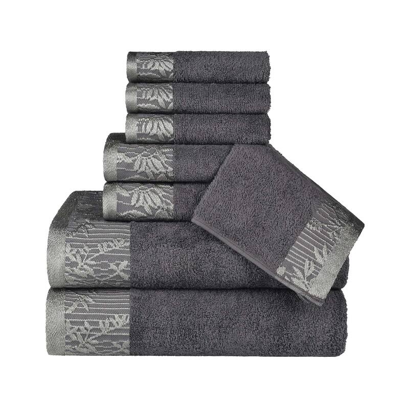 Superior Wisteria Cotton Floral Jacquard 8 Piece Bathroom Towel Set