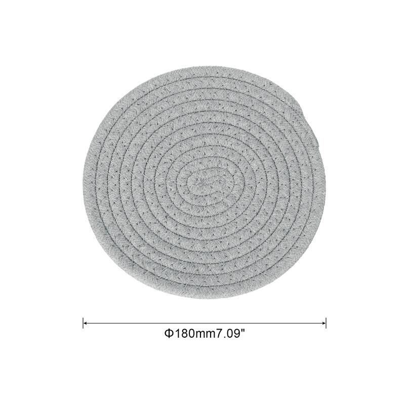Cotton Trivets Set, 4 PCS 7" Thicken Woven Heat Resistant Mats - Grey - 7"