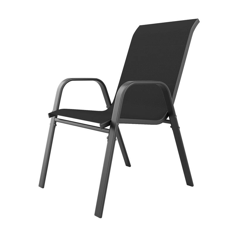 6-Piece Outdoor Dining Chairs Set, Wide Ergonomic Seat, 350lbs Capacity, Waterproof & Rust-Resistant Teslin Fabric Metal Frame