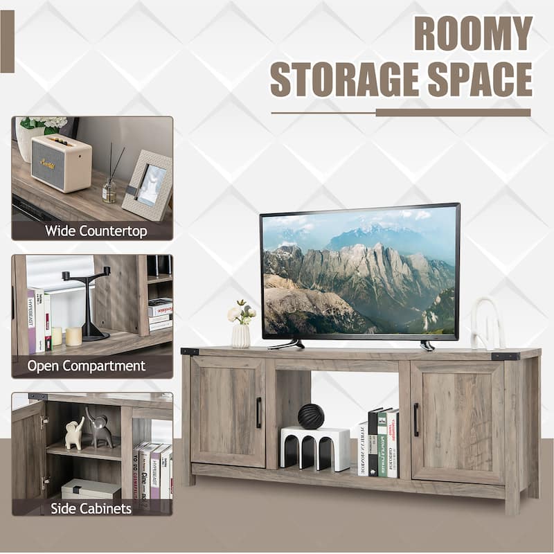 Costway 62'' Farmhouse TV Stand Entertainment Center for TVs up to 70 - 62'' x 15.5'' x 25''(L x W x H)