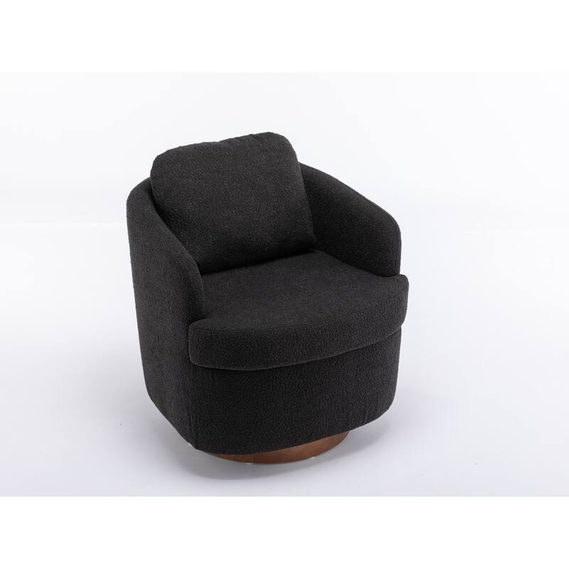 Black 30.3" Swivel Accent Chair with Wood Base