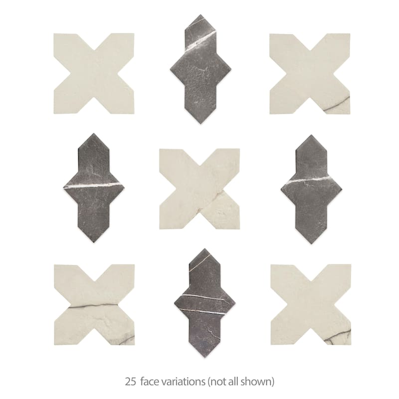 Merola Tile Istanbul Squire Shield Night with Day Cross 6" x 8-3/8" Porcelain Floor and Wall Tile - Case (48 Tiles)