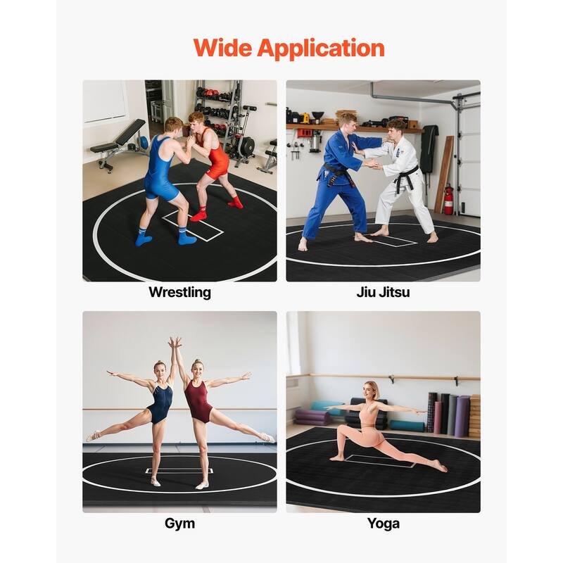 10x10 ft Wrestling Mat, Thick PVC Roll-Up for Home Gym Workouts - 120” x 120” x 1.2”