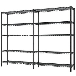 5-Tier Matte Black Iron Adjustable Shelf Storage Rack with Stable ...